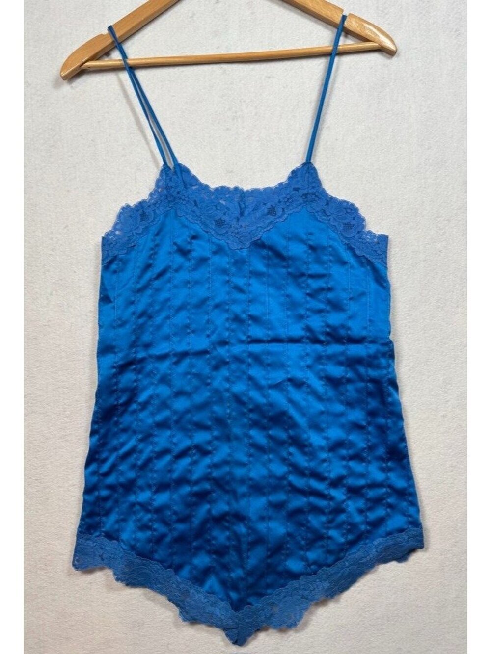 Vintage Jayre California Slip Dress Lingerie Blue Silky Satin Lace Women's P XS